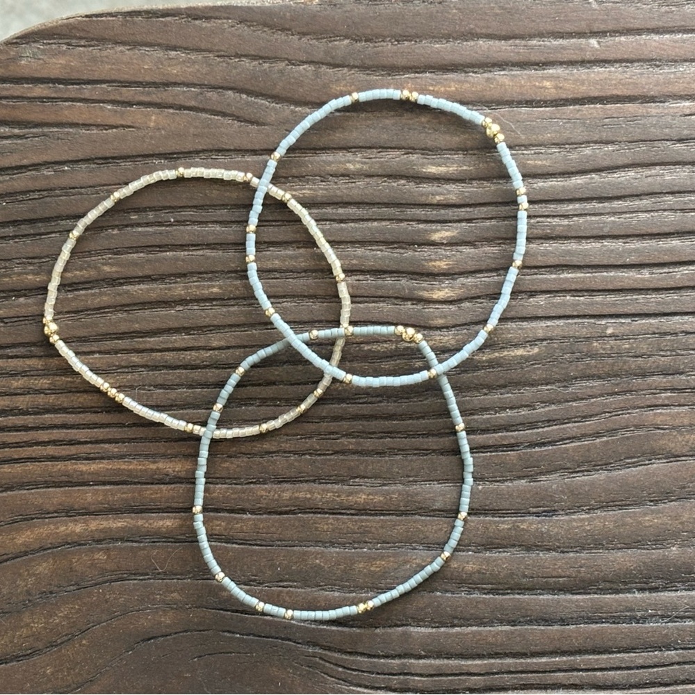 Blue and Gold Minimalist Bracelets Set